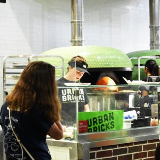 Fast Casual restaurant Urban Bricks with green gas fired pizza ovens